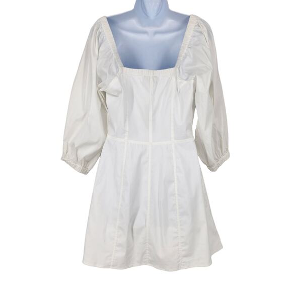 Danielle Bernstein Women's White Puff Sleeve Button Front Mini Dress Size 10 - Picture 6 of 7